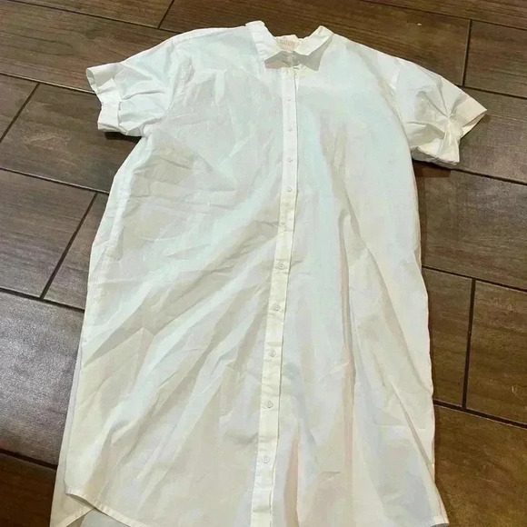 NWOT Nation LTD Pima cotton button down white singer dress SMALL - Picture 2 of 4